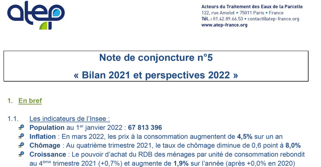 Note de conjoncture n°5 « Bilan 2021 et perspectives 2022 »