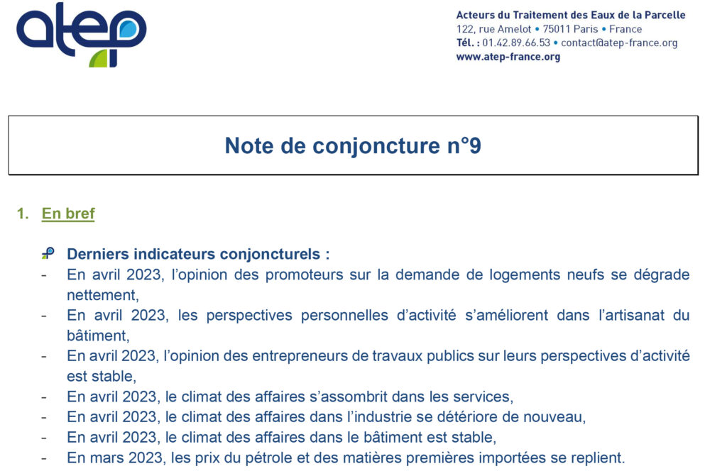 Note de conjoncture ATEP N°9 - Avril 2023
