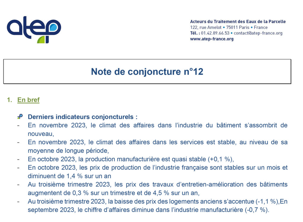 Note de conjoncture ATEP n°12 - Décembre 2023