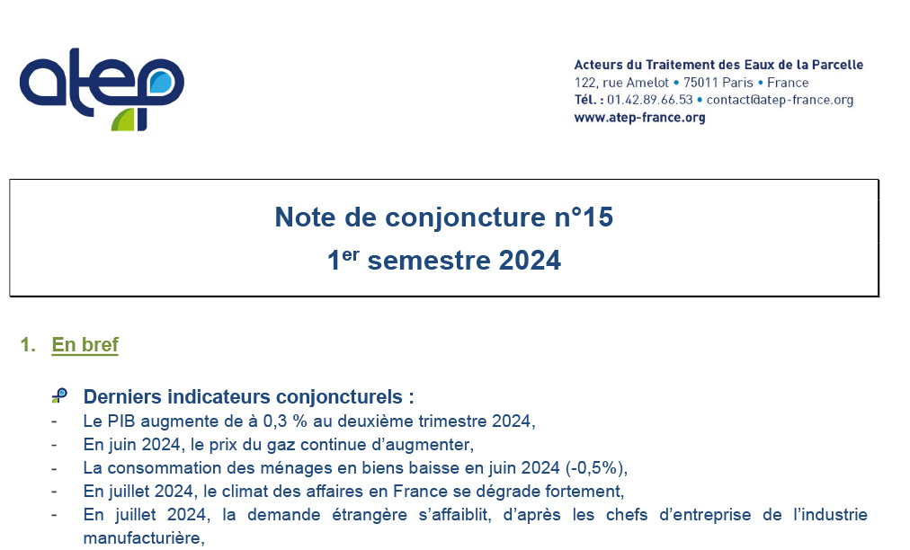 Note de conjoncture ATEP n°15 - Aout 2024