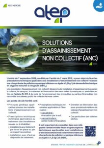 AIDE-MEMOIRE ATEP Solutions d’Assainissement Non Collectif (ANC)