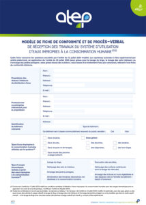 Modèle de fiche de conformité et de procès-verbal de réception des travaux du système d’utilisation d’eaux impropres à la consommation humaine — cadre général