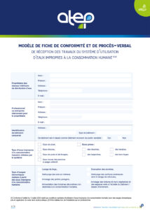 Modèle de fiche de conformité et de procès-verbal de réception des travaux du système d’utilisation d’eaux impropres à la consommation humaine