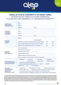 Modèle de fiche de conformité et de procès-verbal de réception des travaux du système expérimental d’utilisation d’eaux impropres à la consommation humaine — cadre expérimental