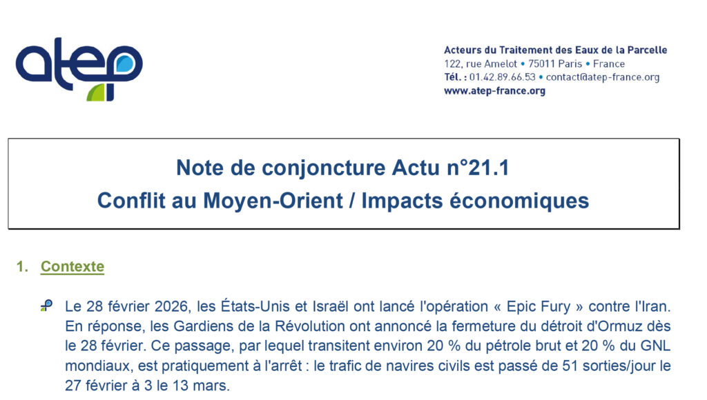 Note de conjoncture Actu n°21.1 Conflit au Moyen-Orient / Impacts économiques